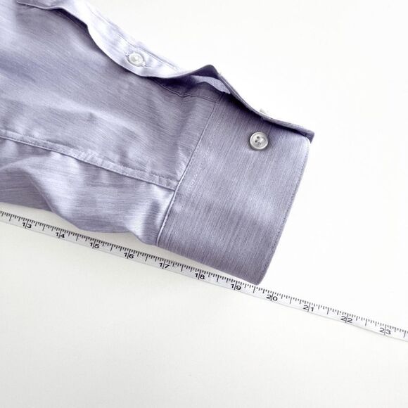 Calvin Klein Mens Casual Button Down Long Sleeve Plain Purple Size 17 Neck - Picture 6 of 8